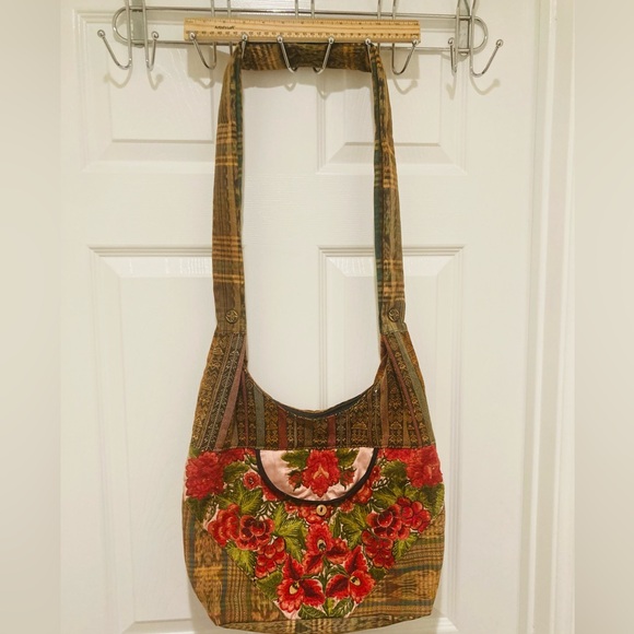 Handmade Handbags - 5 for $10: HANDMADE Floral Embroidered Shoulder Bag approx 12” x 14”